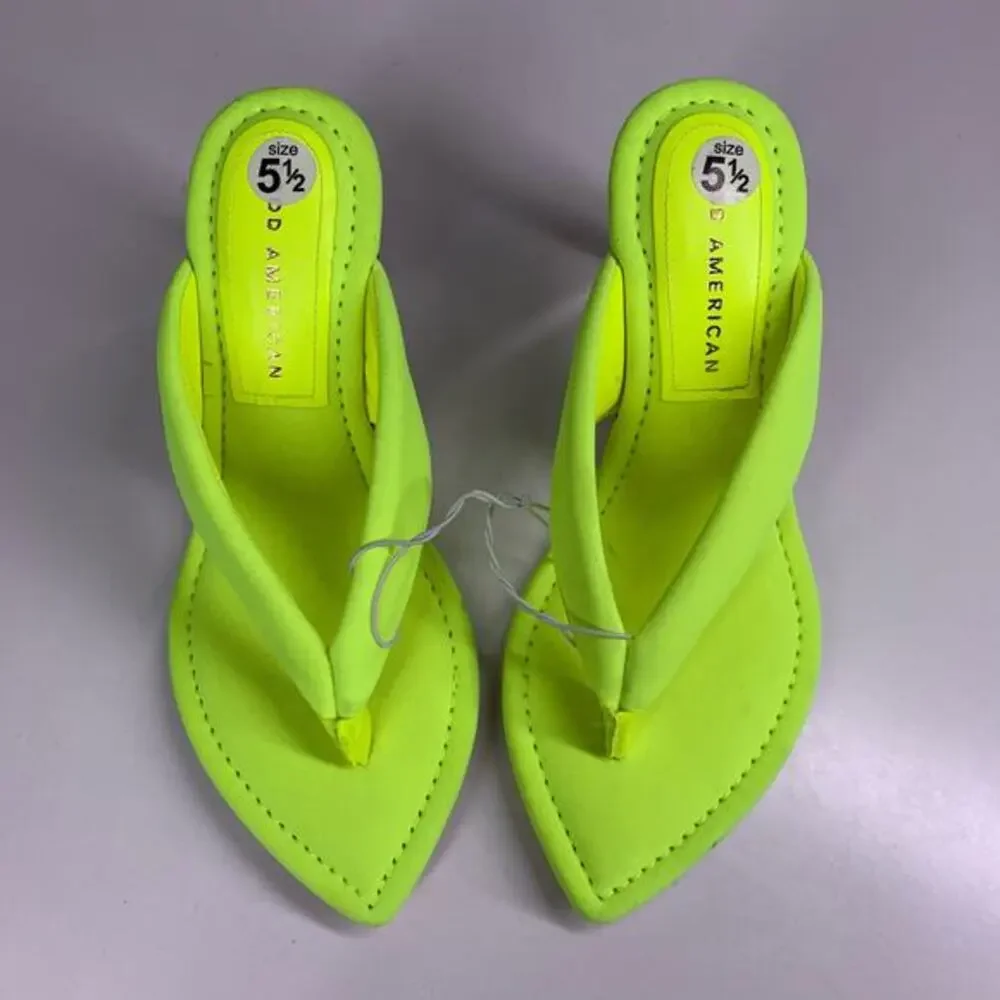 GOOD AMERICAN Lime Green Clear Wedge Sandals Size‎ 5.5
